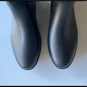 ASOS black quilted rain boots